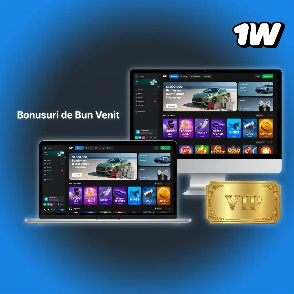 Bonusuri de bun venit 1w: până la 500% pentru sloturi, 200% pariuri sportive, 300% casino live
