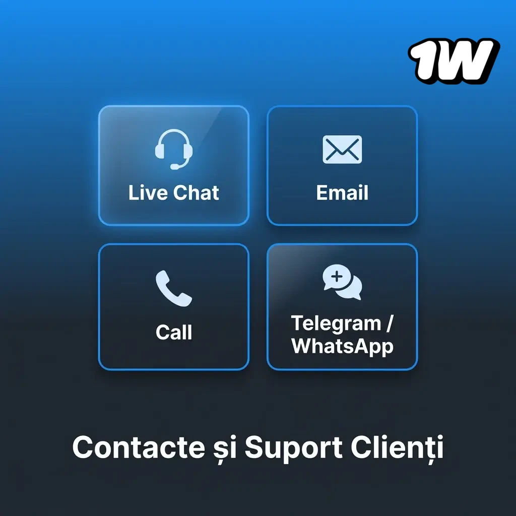 Echipa de suport 1w disponibilă 24/7 prin chat live, e-mail și Telegram pentru jucătorii din România