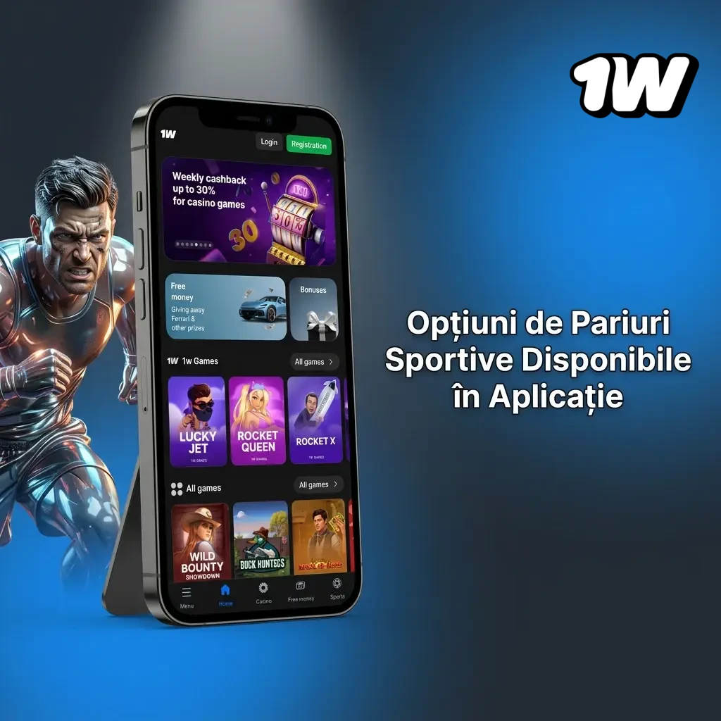 Opțiuni de pariuri sportive în aplicația 1W: fotbal, tenis, baschet, esports și multe altele
