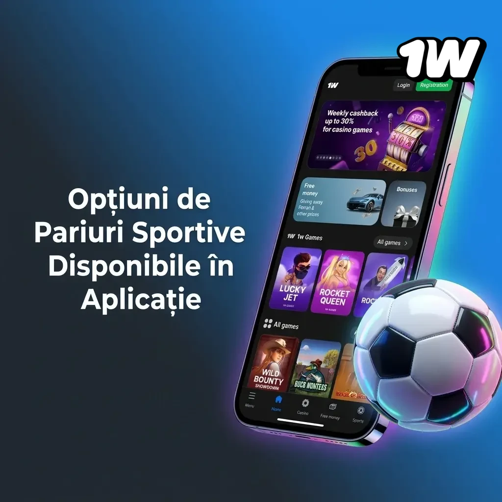 Opțiuni de pariuri sportive în aplicația 1w: fotbal, tenis, baschet, eSports și alte sporturi disponibile
