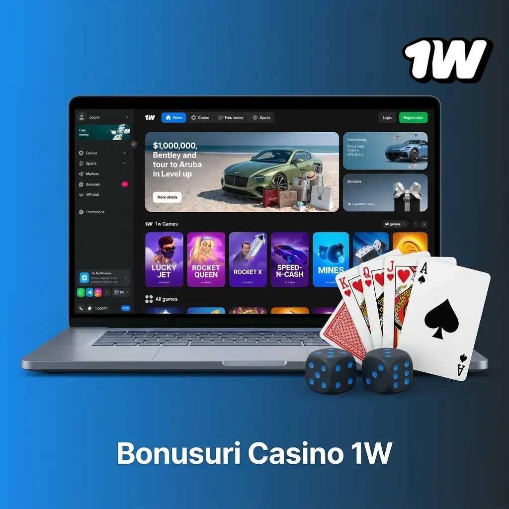 Bonusuri casino 1W: bun venit 500%, cashback, reload și rotiri gratuite pentru jucătorii din România