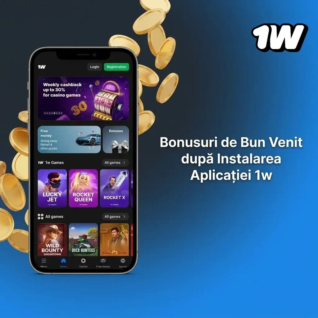Bonusuri de bun venit aplicația 1w: până la 500% la cazino, pariuri sportive și rotiri gratuite