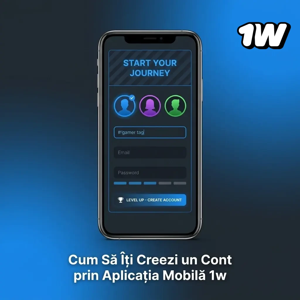 Ghid creare cont aplicație mobilă 1w: pași înregistrare iOS cu email, parolă și cod promoțional