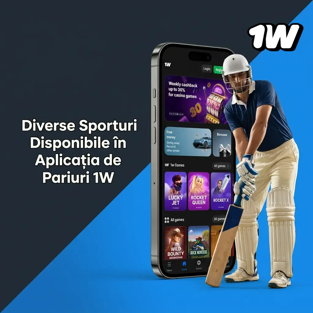 Aplicația 1W oferă pariuri pe fotbal, baschet, tenis, MMA, eSport și multe alte sporturi live și line.