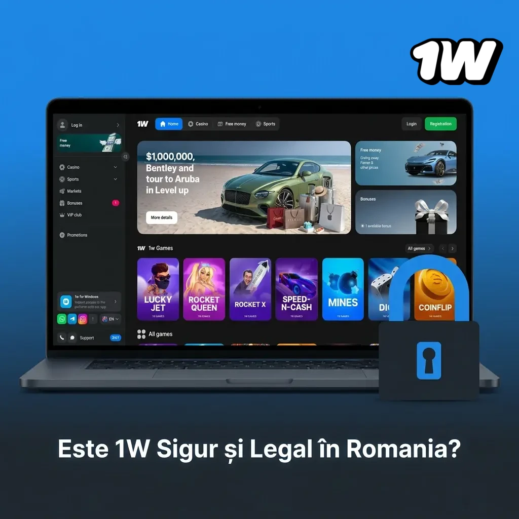 Platforma 1w cu licență internațională oferă pariuri sigure și legale în România cu protecție SSL