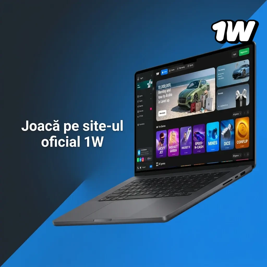 Joacă pe site-ul oficial 1W direct din browser fără instalare, cu acces la pariuri, cazinou live și sloturi